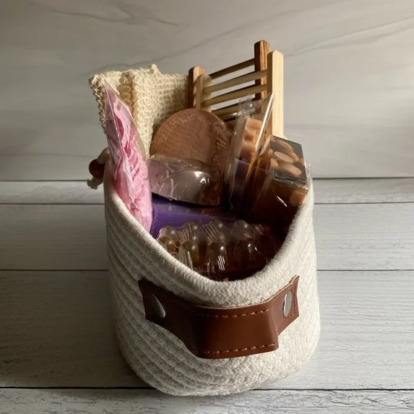 Soap Gift Basket, White Oval Woven Rope, Handmade Soaps ( PRICE IS FIRM ) - Picture 6 of 7